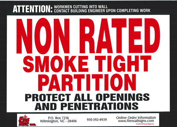 Non Rated Smoke Tight Partition